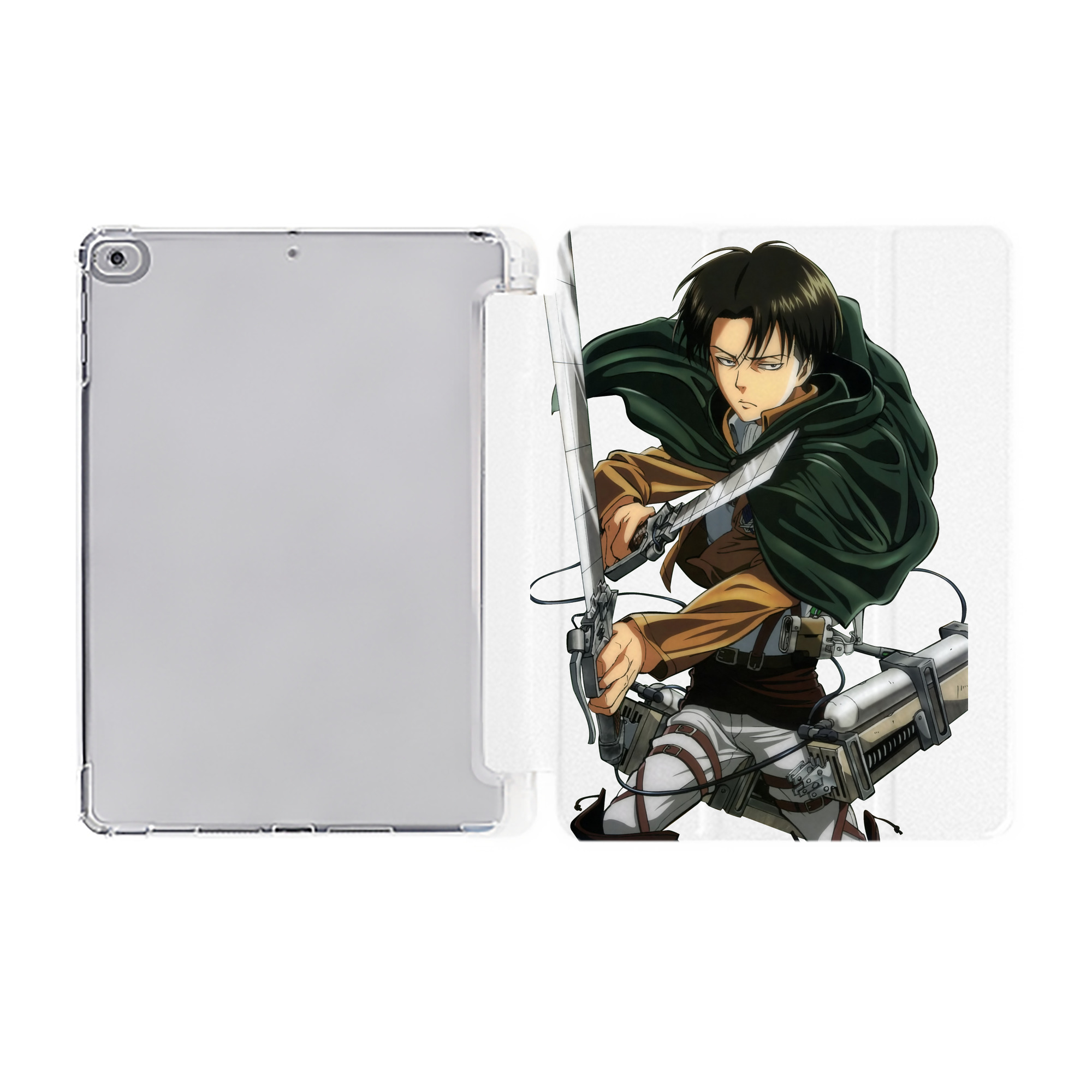 （画像用） 進撃の巨人 リヴァイ·アッカーマン Attack on Titan Levi Ackerman IPad ケース ペン収納付き 三つ折りスタンド PUレザー×シリコン 対応機種9.5/10.5/10.9インチ